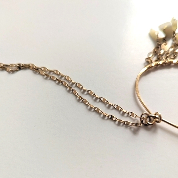 Express Wire Wrapped Pendant Mixed Media Tassel Long Necklace Gold Plated - Picture 3 of 9